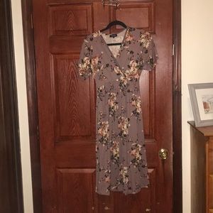 Purple flowered midi dress